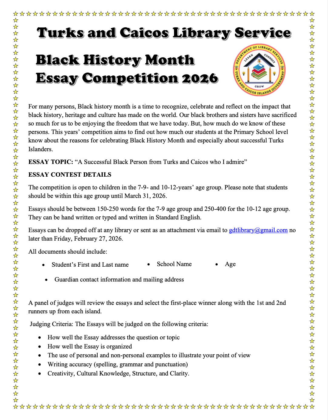 BLACK HISTORY MONTH ESSAY COMPETITION 2026